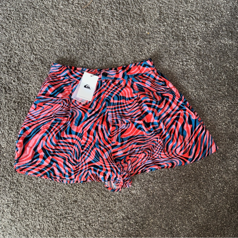 Quiksilver Red and Blue Patterned Women Shorts